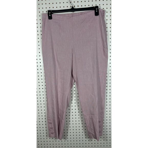J. Jill button hem rose pink pull on linen pants size L - Picture 1 of 5